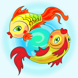 两条黄道金鱼照片