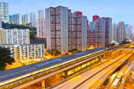 香港高架高速公路夜间