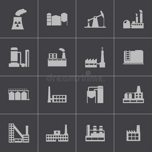 矢量黑色工厂图标集