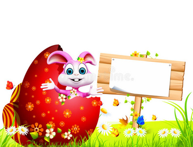 复活节兔子蛋内木制标牌