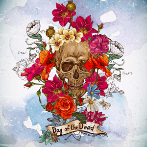 鬼节骷髅骷髅花死者节照片