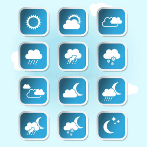 天气预报，横幅，按钮天气符号