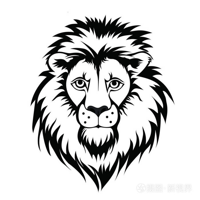 狮子的脑袋.矢量图中,白色背景上孤立