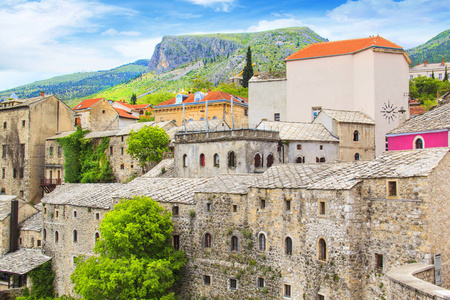 美丽的景色，历史建筑的波斯尼亚和黑塞哥维那莫斯塔尔