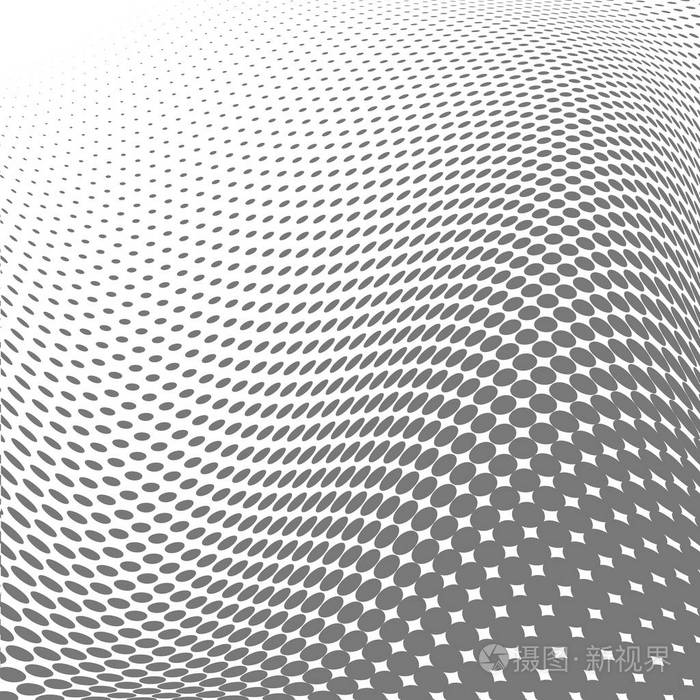 圆形黑色和白色的半色调点纹理背景为抽象的图案及平面设计