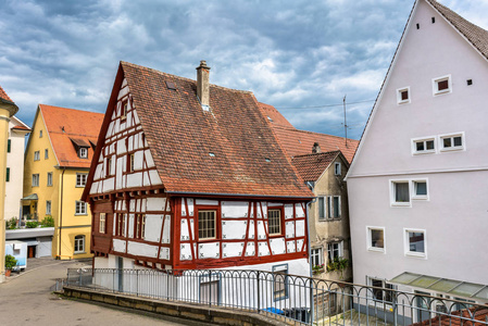 典型的半木结构房屋在锡格马林根巴登符腾堡州，德国