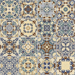 陶瓷墙地砖的蓝色和米色的颜色的集合