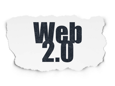 Web 发展理念 Web 2.0 撕裂纸张背景上