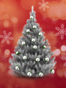 三维图的银色圣诞树