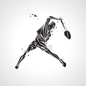 创造性的专业羽毛球运动员做粉碎射击剪影照片