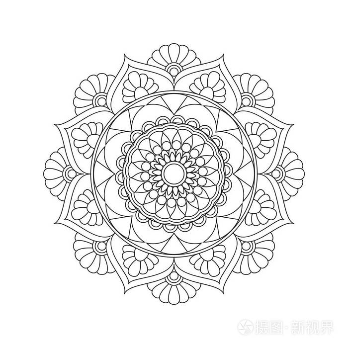 曼陀罗花.老式的装饰元素.东方模式 v