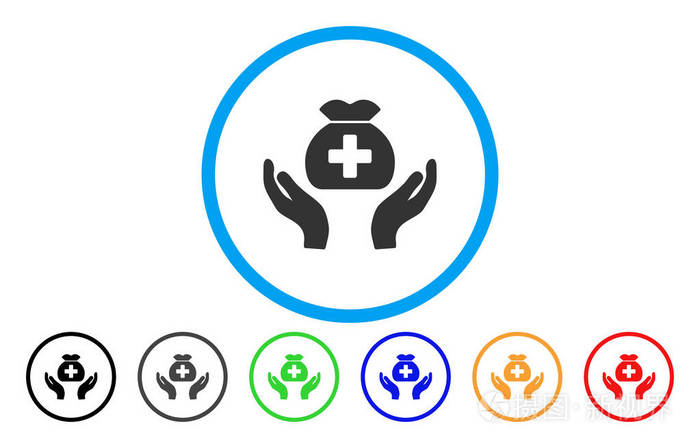 医疗基金护理手圆的矢量图标