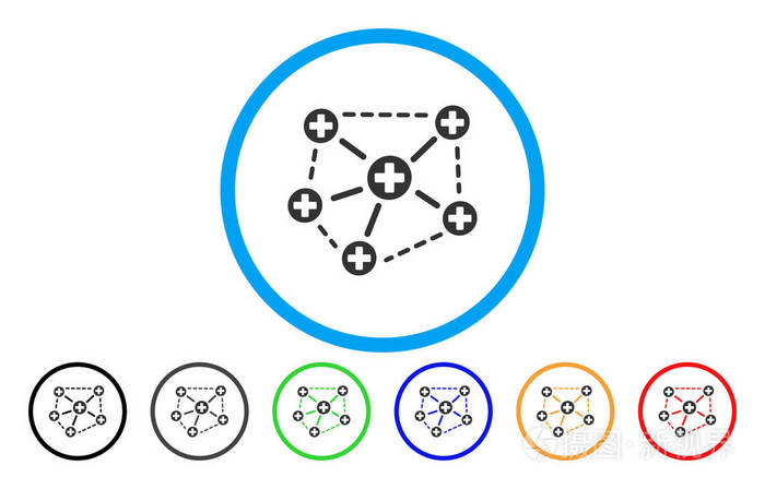 医疗网络结构圆形的矢量图标