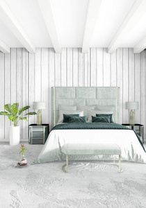 现代阁楼室内卧室或客厅与折衷墙的空间。3d 渲染