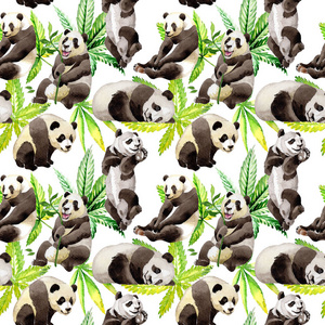 以水彩风格熊猫野生动物图案