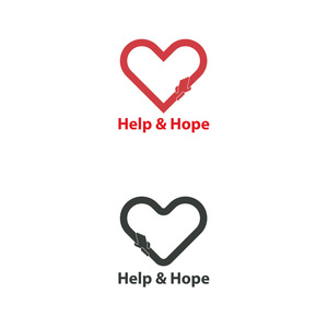 援助标志和支持矢量 logo 设计模板。希望和帮助 v