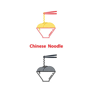面条餐厅和食品标志矢量的设计。中国面条日志