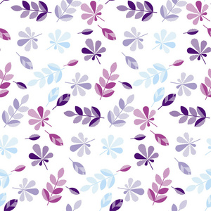 紫色，紫色的颜色装饰的秋叶表面设计 面料 包装纸 背景无缝模式。抽象几何风格矢量秋天插画。简单的可重复主题