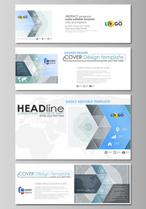 社会媒体和电子邮件标头集，现代的横幅。抽象设计模板，矢量中常用的尺寸的布局。与线条的简约背景。灰色的几何形状，简单模式