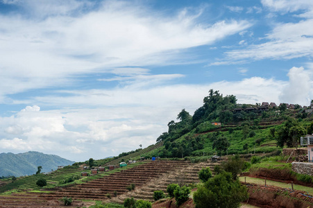 美丽的自然蓝色天空和山山