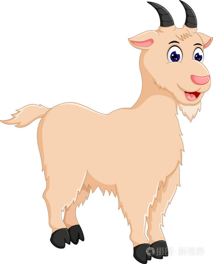 有趣的山羊卡通站着微笑