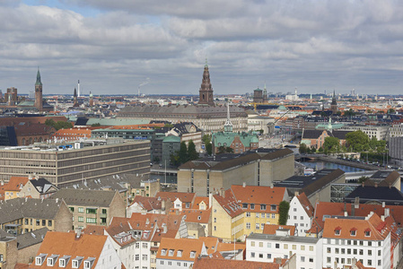 哥本哈根，丹麦从以上可见，在一个晴朗的日子
