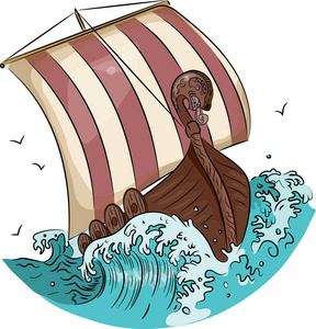 手绘波涛在波涛汹涌的海面上航行的冰霜照片