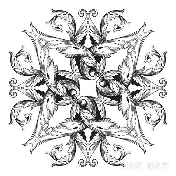 矢量巴洛克式的复古元素设计