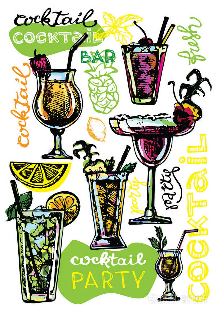 菜单栏, 餐厅, 请柬, 公告的图形设计元素.