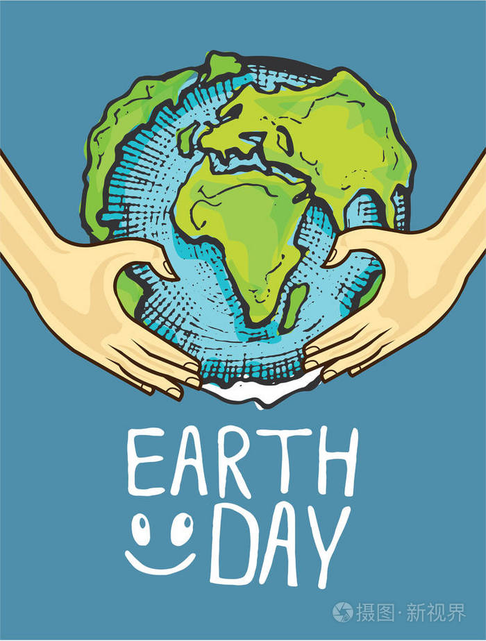 人类的手绿苗保健和环境的发展生态学的概念矢量图平面设计世界地球日