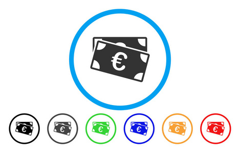 欧元纸币圆形的矢量图标
