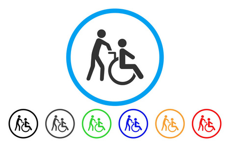 残疾的人士交通圆形的矢量图标图片