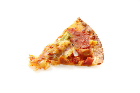 比萨饼，在白色背景中孤立的鸡肉青椒菠萝