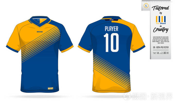 运动t 恤或足球球衣模板为体育俱乐部的.运动装衬衫模拟了.