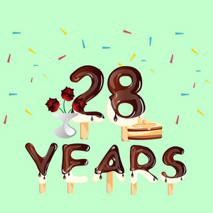 28 年周年庆祝生日贺卡