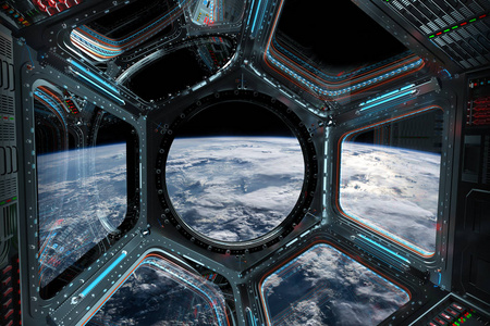 从空间站窗口 3d 渲染 el 地球景色