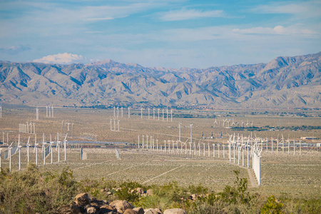 在沙漠的 Plam 泉，加州风涡轮农场