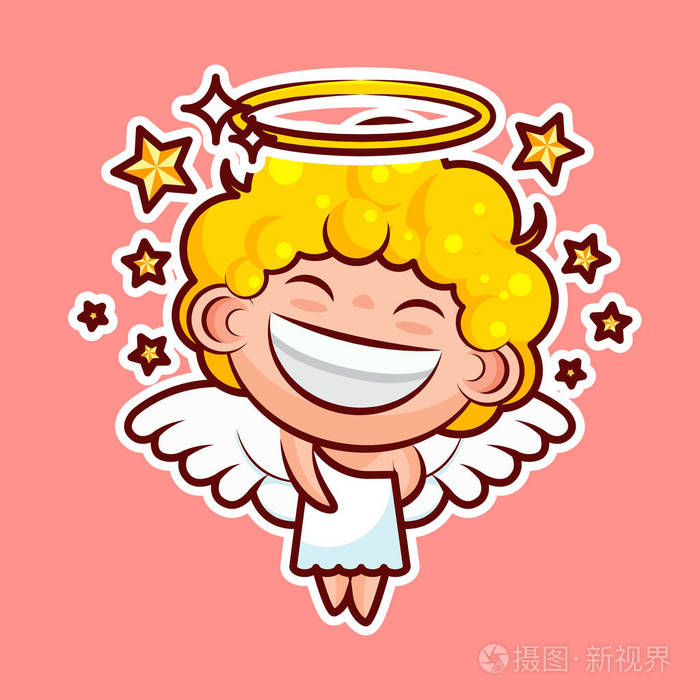 情绪走,出去,星级,日期矢量图快乐的性格甜神圣实体,可爱的白衣天使