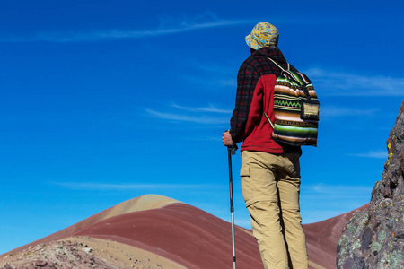 徒步旅行场景中 Vinicunca 库斯科地区 秘鲁