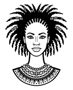 动画的年轻的非洲女人的画像 单色的线性素描 孤立在白色背景上的矢量图 打印 海报 T 恤 卡相似素材图片 摄图新视界 动画的年轻的非洲女人的画像 单色的线性素描 孤立在白色背景上的矢量图 打印 海报 T 恤 卡相似素材图片 摄图新视界