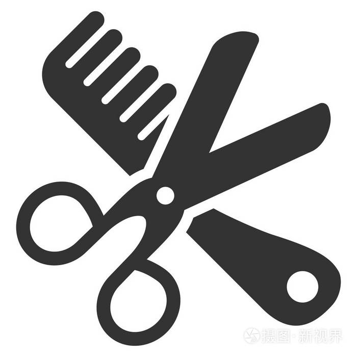 梳子和剪刀工具平面图标插画-正版商用图片0z873b-摄图新视界