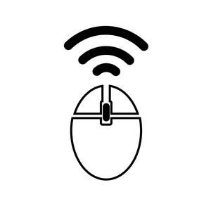 线条的图案风格的白色背景上分离的计算机无线鼠标图标