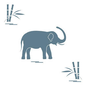大象和竹的程式化的图标