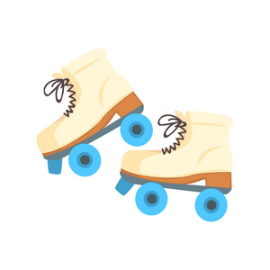 卡通轮白色旱冰鞋蓝色轮卡通矢量图照片