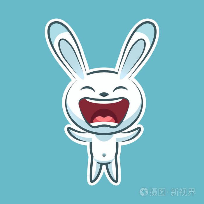 贴纸表情图释,情感喜悦,大声喊孤立的矢量图快乐的性格甜,可爱的白色