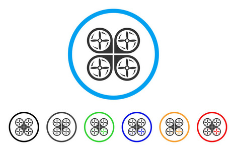 四旋翼直升机螺丝旋转圆形的图标