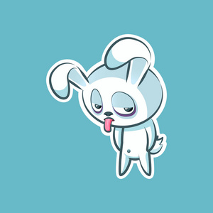 表情图释情感显示愁眉苦脸孤立的矢量图字符不开心甜,可爱的白色兔子