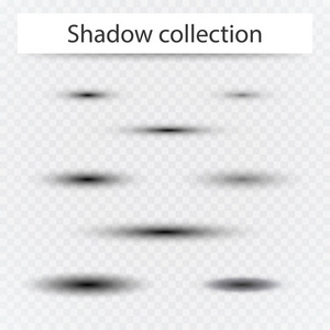 透明的椭圆形阴影与孤立的柔化边缘一套