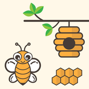 蜜蜂房子卡通蜜蜂与蜂窝和蜜蜂的房子照片