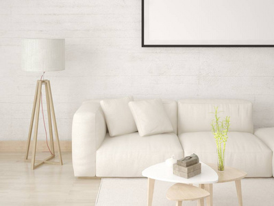 模拟出一个现代的客厅与光舒适的沙发